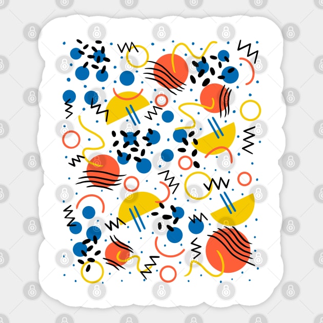 80s Retro Style Memphis Pattern Overlaid on top of a White Background Sticker by LittleFlairTee